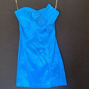 ROMEO & JULIET COUTURE Mini Dress Strapless Cocktail Electric Blue Small